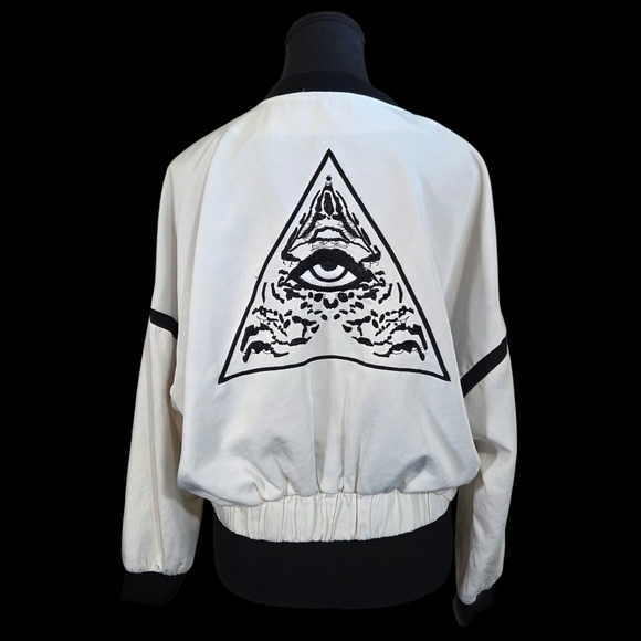 Unbranded Women's Black and White Bomber Jacket With Embroidery Size Med - Picture 5 of 9